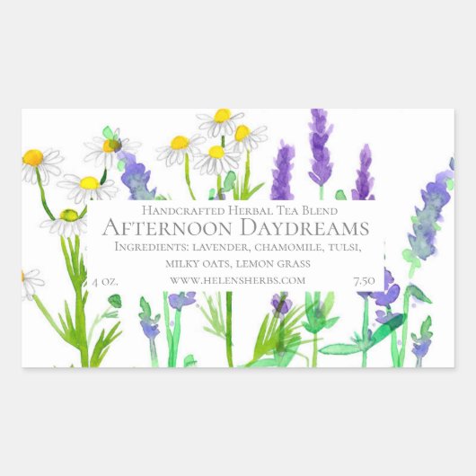 Etiket kruidenthee met lavendel kamille (Voorkant)