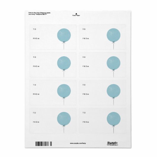 Etiket Label ballon - Sky (Full Sheet)