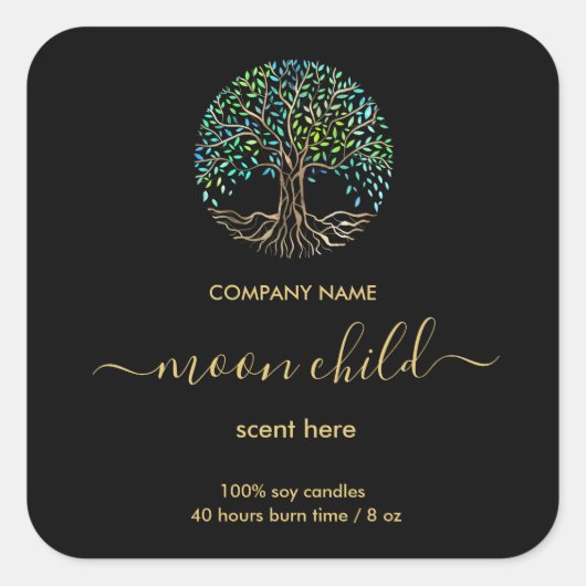 Etiket levensboom Verticale strik (Voorkant)