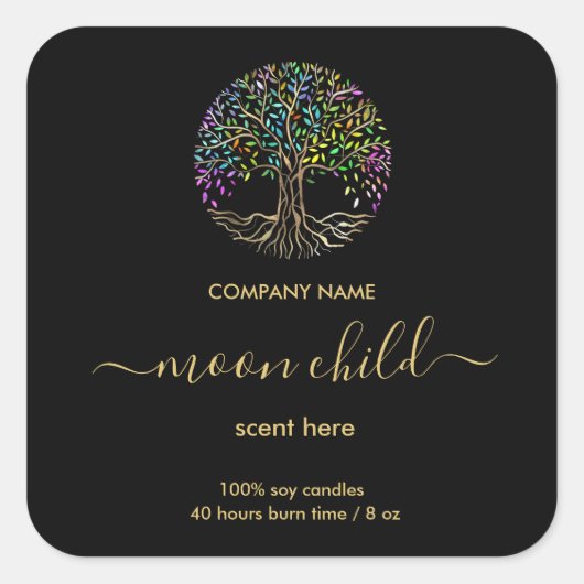 Etiket levensboom Verticale strik (Voorkant)