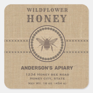 Etiket  linnen bijenhoningpot