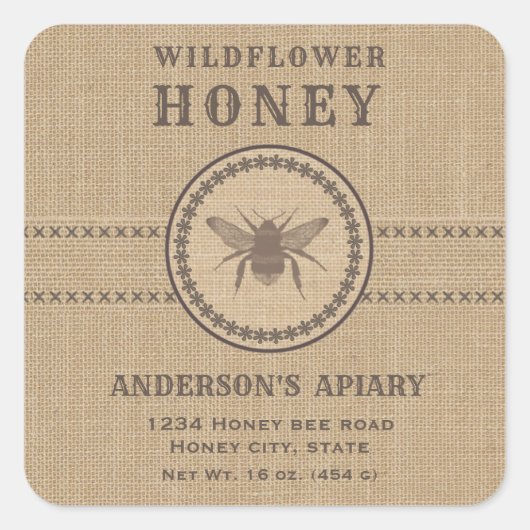 Etiket  linnen bijenhoningpot (Voorkant)