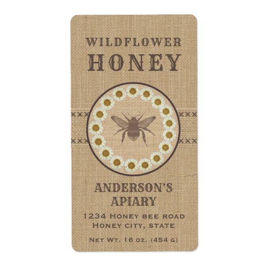 Etiket  linnen bijenhoningpot (Voorkant)