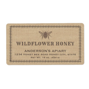 Etiket  linnen bijenhoningpot