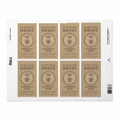 Etiket  linnen bijenkoningkoningin honingpot (Full Sheet)