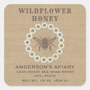 Etiket  linnen florale bijenhoning