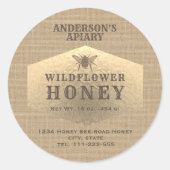 Etiket  linnen gouden bijen (Voorkant)