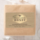 Etiket  linnen gouden bijen (Insitu)