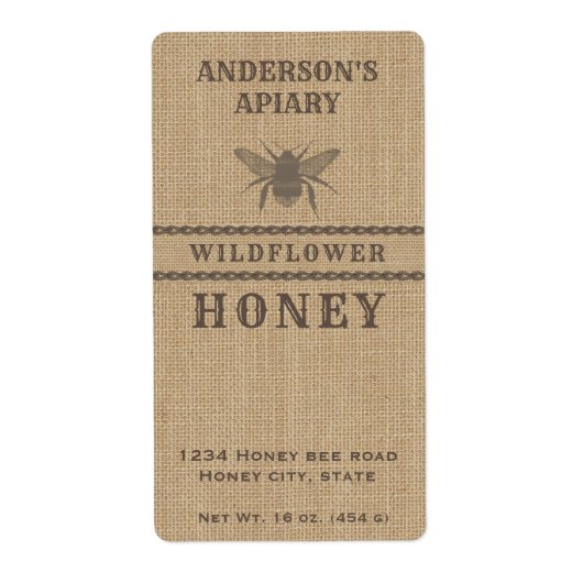 Etiket  linnen honingbijen (Voorkant)