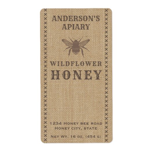 Etiket  linnen honingbijen (Voorkant)