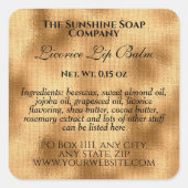 Etiket lip balm tube geweven gouden folie (Voorkant)