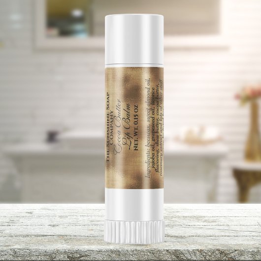 Etiket lip balm tube geweven gouden folie