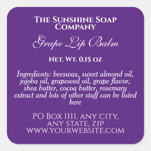 Etiket  lippenbalkbuis - paars (Voorkant)