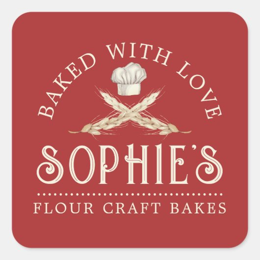 Etiket Logo bakkerij gebak Chef Red van Baker (Voorkant)