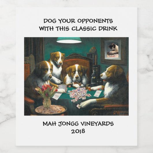 ETIKET MAH JONGG DOGS (Enkel label)