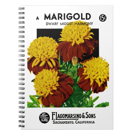 Etiket Marigold Seed Packet Label Notitieboek (Voorkant)