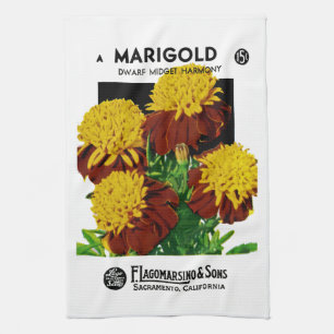 Etiket Marigold Seed Packet Label Theedoek