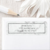 Etiket marmer en zilver retouradres (Insitu)