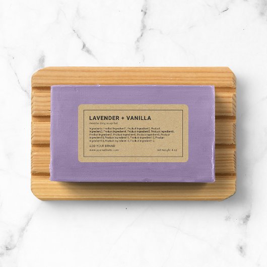 Etiket merk met dunne grijze kraftinktvlekken toev