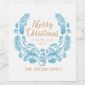 etiket met blauwe kerstwijn (Enkel label)