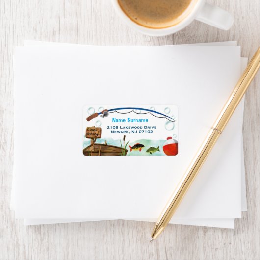 Etiket met het label Gone Fishing Themed address (Insitu)