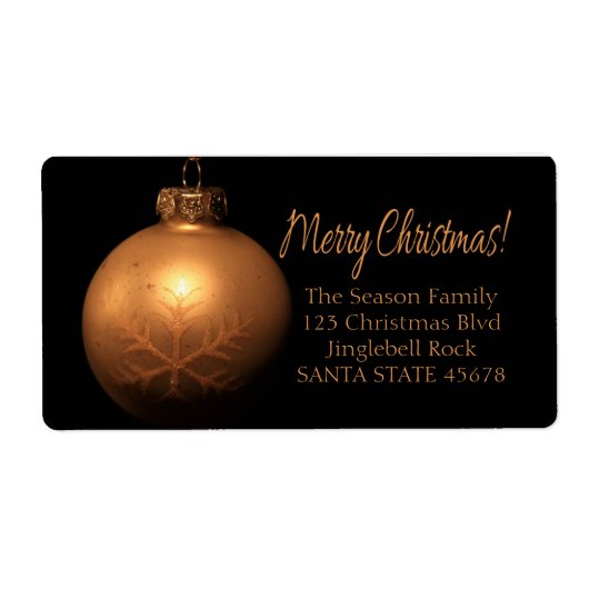Etiket met Merry Kerstgouden ornament (Voorkant)