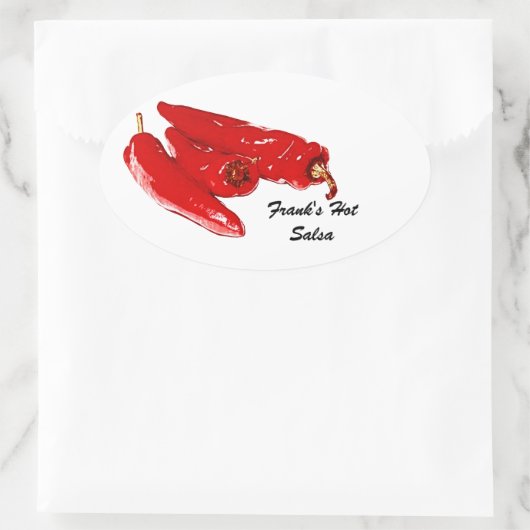 etiket met rode hotsalsa (Tas)