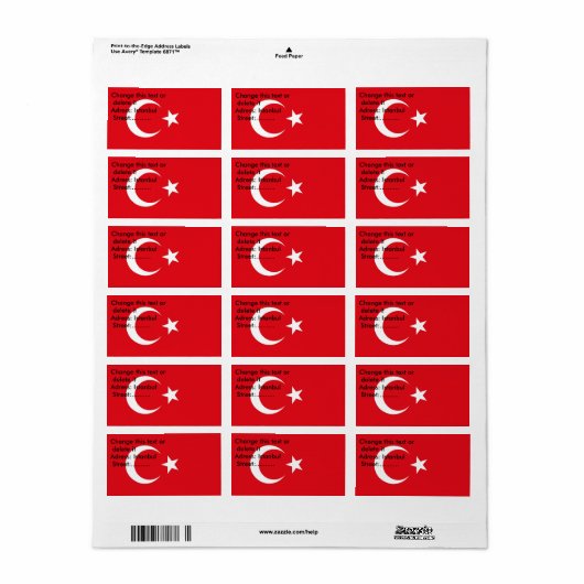 Etiket met vlag van Turkije (Full Sheet)