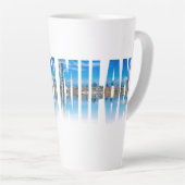 Etiket Milaan, samengesteld uit de skyline van Mil Latte Mok (Rechterhoek)