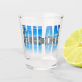 Etiket Milaan, samengesteld uit de skyline van Mil Shot Glas (Voorkant)