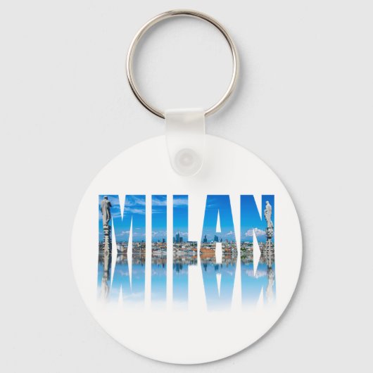 Etiket Milaan, samengesteld uit de skyline van Mil Sleutelhanger (Voorkant)