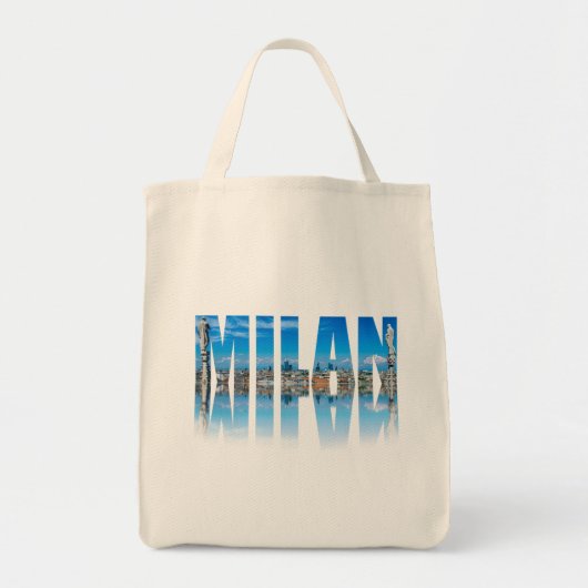 Etiket Milaan, samengesteld uit de skyline van Mil Tote Bag (Voorkant)