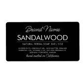 Etiket moderne zwarte zeep-ingrediënten (Voorkant)