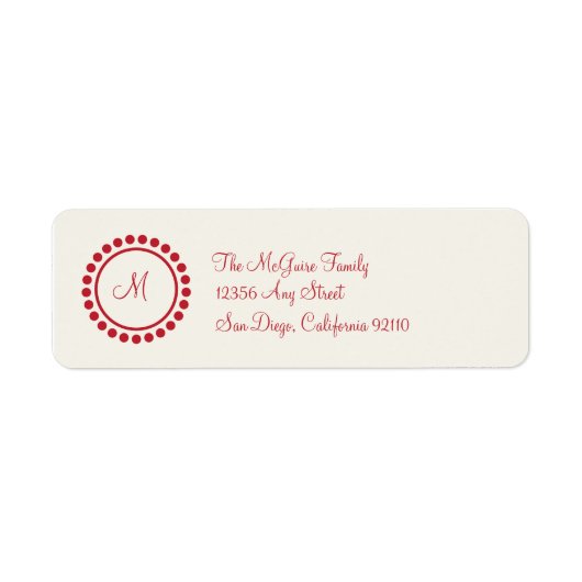 Etiket monogram (rood) (Voorkant)