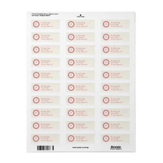 Etiket monogram (rood) (Full Sheet)