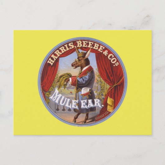 Etiket muilezeloortabak briefkaart (Voorkant)