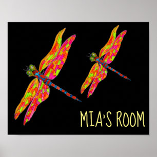 Etiket naam kind Dragonfly kind Poster