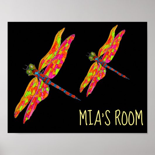 Etiket naam kind Dragonfly kind Poster (Voorkant)