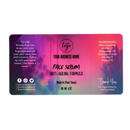 Etiket natuurlijk kleurig kant serum flacondopper (Voorkant)