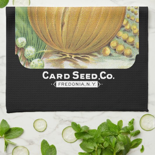 Etiket nionzaadverpakking theedoek (Gevouwen)