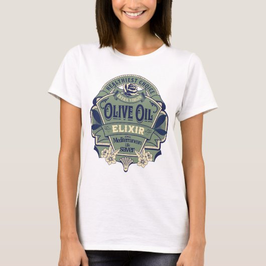 Etiket olijfolie  t-shirt (Voorkant)