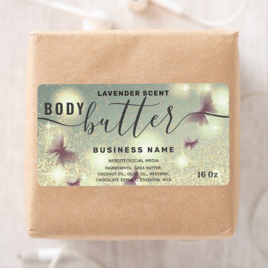 Etiket op boter met butterfly-script (Insitu)