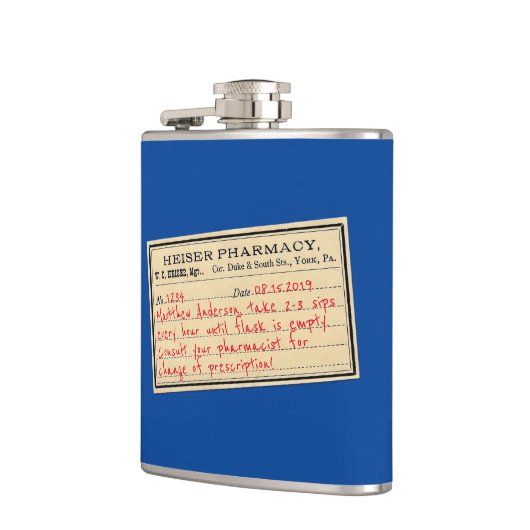  etiket op de verpakking met de voorgeschreven tek heupfles (Links)