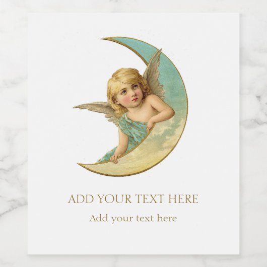 ETIKET OP DE WIJNFLES : VICTORIAANS ANGEL EN MOON (Enkel label)