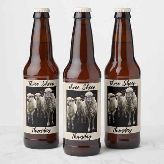 ETIKET OP DRIE BEELDSCHERM FOTO BEER FLES (Flessen)