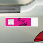 Etiket op flesje Hete roze zwarte flesje Filigree Bumpersticker (Op auto)