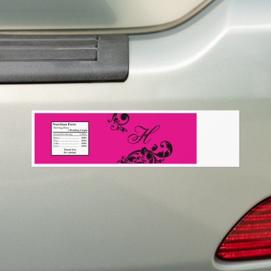 Etiket op flesje Hete roze zwarte flesje Filigree Bumpersticker (Op auto)