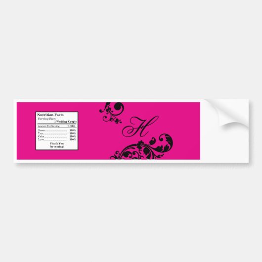 Etiket op flesje Hete roze zwarte flesje Filigree Bumpersticker (Voorkant)