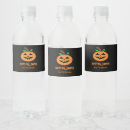 Etiket op flesje met halloween pompoen
