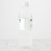 Etiket op flesje met water: "Iedereen Dorst" (Achterkant)